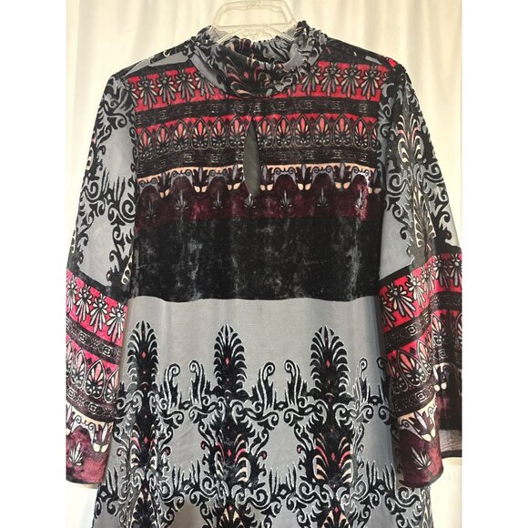 Nanette Lepore Womens Bohemian Velvet Tunic Dress With Keyhole Neckline 10 - Picture 2 of 6